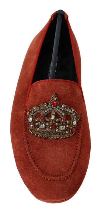 Mocasines de Cuero Naranja con Cristales Corona de Dolce & Gabbana - Image 6