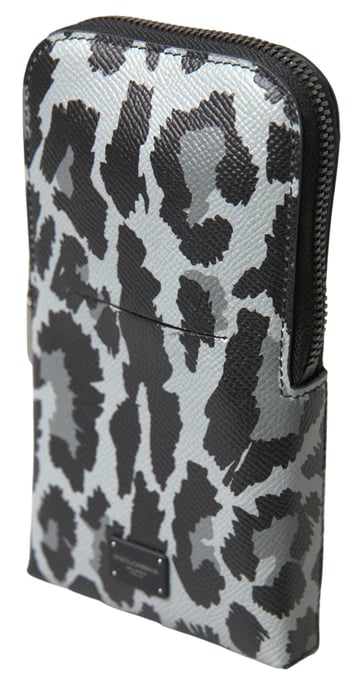 Bolso Cruzado de Cuero Leopardo Gris para Hombre de Dolce & Gabbana - Image 1