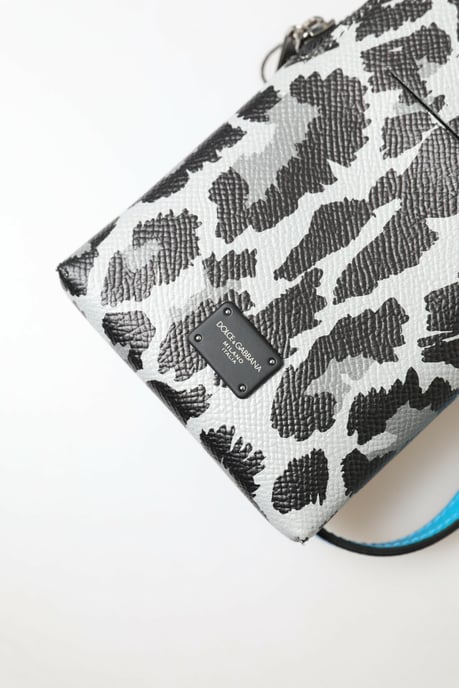 Bolso Cruzado de Cuero Leopardo Gris para Hombre de Dolce & Gabbana - Image 3