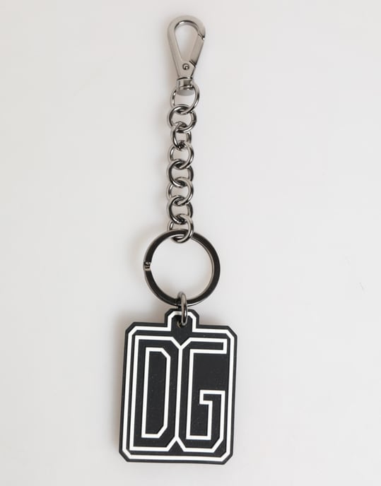 Llaveros de Hombre con Logo de Goma DG en Plata y Blanco y Negro de Dolce & Gabbana - Image 2