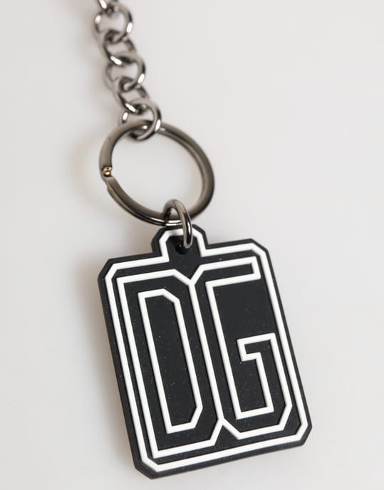 Llaveros de Hombre con Logo de Goma DG en Plata y Blanco y Negro de Dolce & Gabbana - Image 3