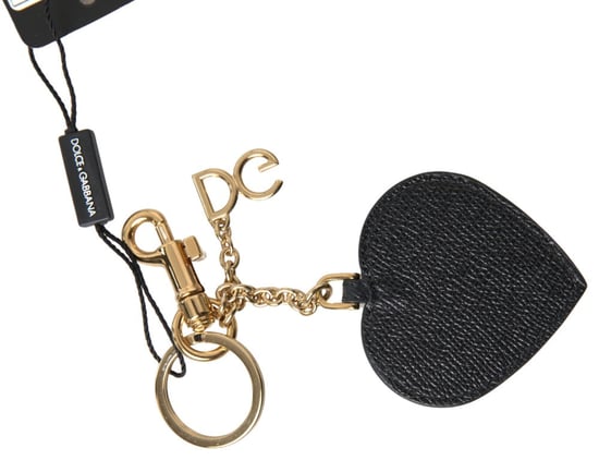Llaveros de cuero con corazón fucsia negro y metal dorado de Dolce & Gabbana - Image 2