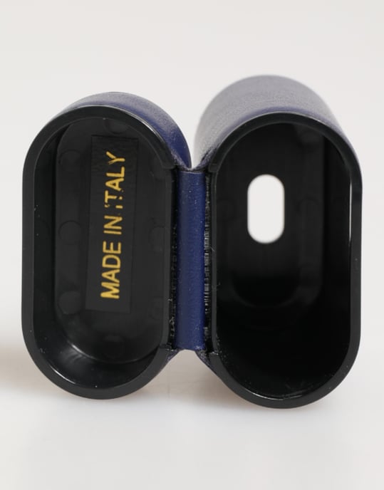 Funda para AirPods de Hombre en Cuero Azul con Logo Impreso de Dolce & Gabbana - Image 6