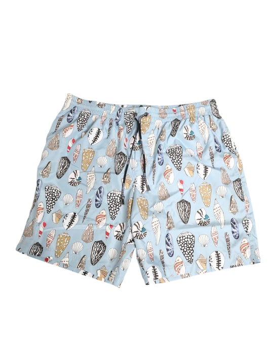 DOLCE & GABBANA Pantalones Cortos de Nálisis para Hombre con Estampado de Concha Azul - Image 2