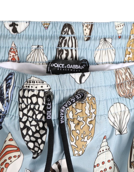 DOLCE & GABBANA Pantalones Cortos de Nálisis para Hombre con Estampado de Concha Azul - Image 4