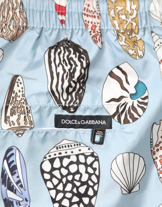 DOLCE & GABBANA Pantalones Cortos de Nálisis para Hombre con Estampado de Concha Azul - Image 6