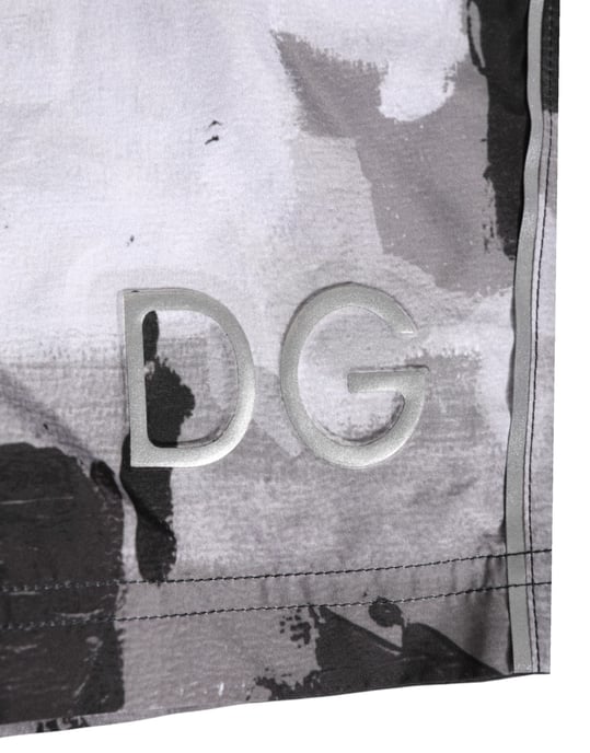 Dolce & Gabbana Bañador para Hombre Camuflaje Negro y Blanco con Logo DG - Image 3