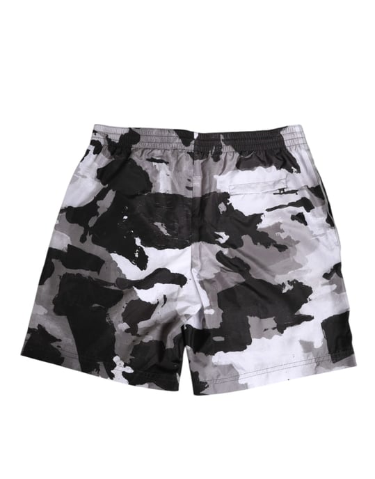 Dolce & Gabbana Bañador para Hombre Camuflaje Negro y Blanco con Logo DG - Image 5
