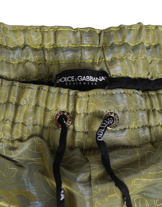 Dolce & Gabbana Bañador de Hombre con Estampado de Logo Metálico en Poliéster Verde - Image 4