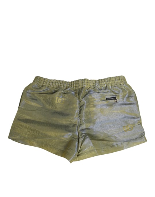Dolce & Gabbana Bañador de Hombre con Estampado de Logo Metálico en Poliéster Verde - Image 5