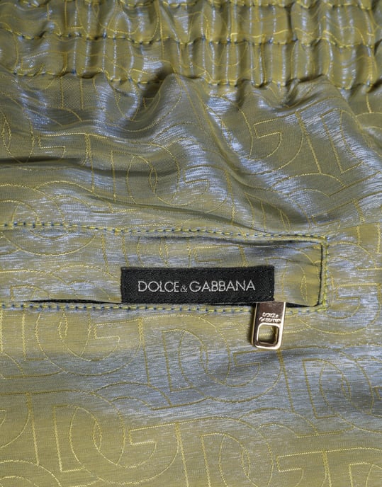 Dolce & Gabbana Bañador de Hombre con Estampado de Logo Metálico en Poliéster Verde - Image 6