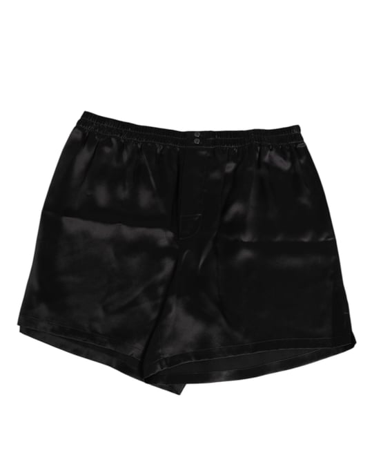 Bañador de Hombres en Satén de Seda Negra con Elastano de Dolce & Gabbana - Image 2