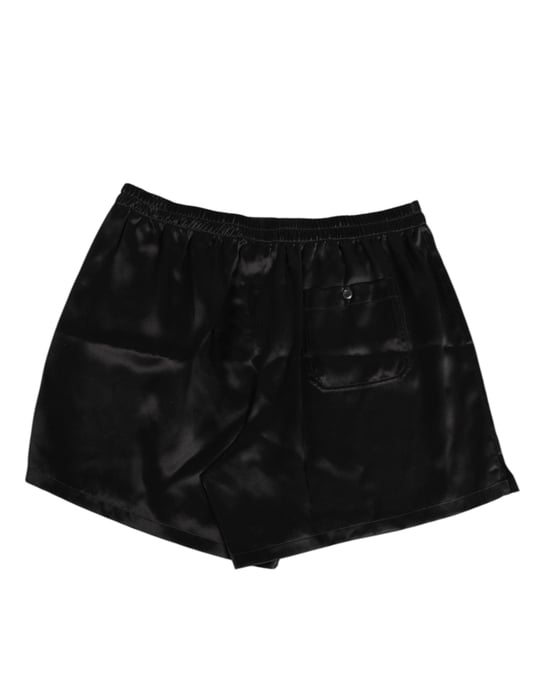 Bañador de Hombres en Satén de Seda Negra con Elastano de Dolce & Gabbana - Image 4