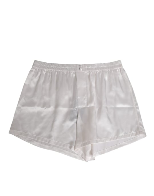 Bañador de hombre boxer corto elástico de seda satinada blanca de Dolce & Gabbana - Image 1