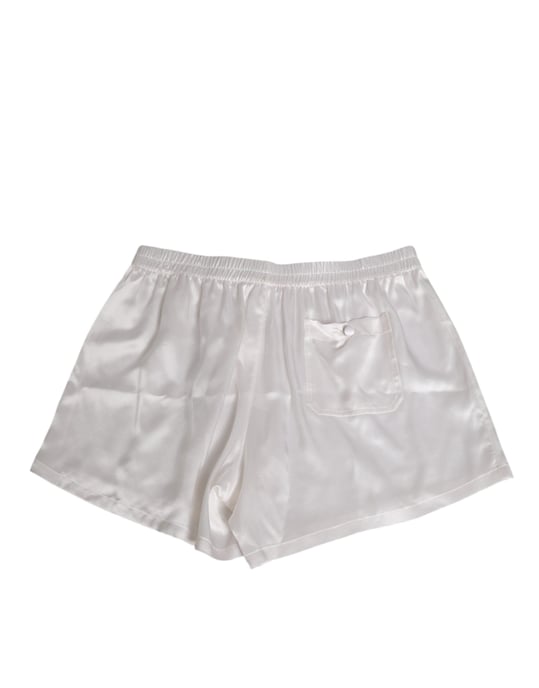 Bañador de hombre boxer corto elástico de seda satinada blanca de Dolce & Gabbana - Image 4