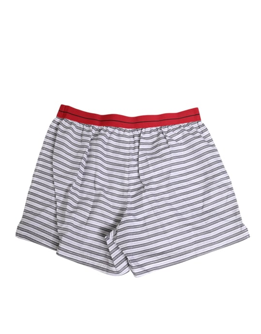 Dulce & Gabanna Pantalones Cortos de Baño de Algodón Blanco con Rayas y Cinta Roja en la Cintura - Image 5