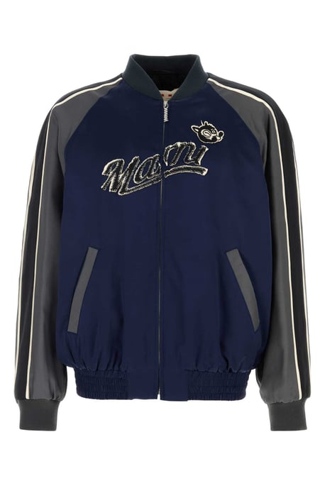 Chaqueta bomber de satén azul marino - Image 1
