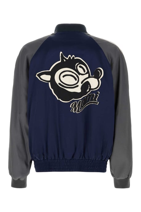 Chaqueta bomber de satén azul marino - Image 2