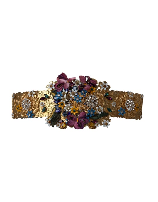 Cinturón Ancho Multicolor con Cristales Florales Embellecidos de Dolce & Gabbana - Image 1