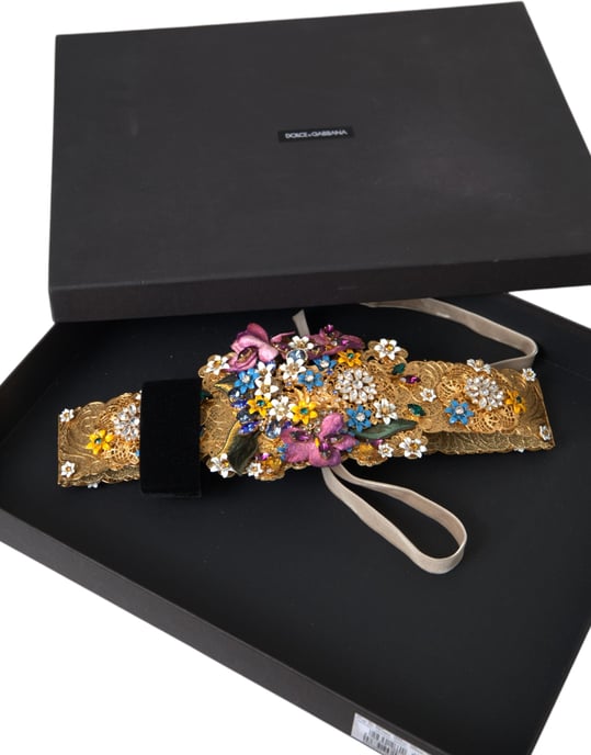 Cinturón Ancho Multicolor con Cristales Florales Embellecidos de Dolce & Gabbana - Image 6