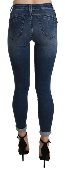 Jeans de algodón recortados ajustados de tiro alto lavados en azul de Ermanno Scervino - Image 3