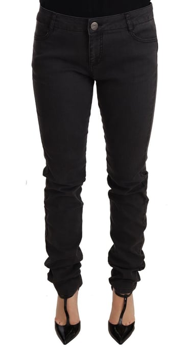 Jeans de mujer PINKO de mezclilla negra de algodón elástico ajustados de talle medio - Image 1