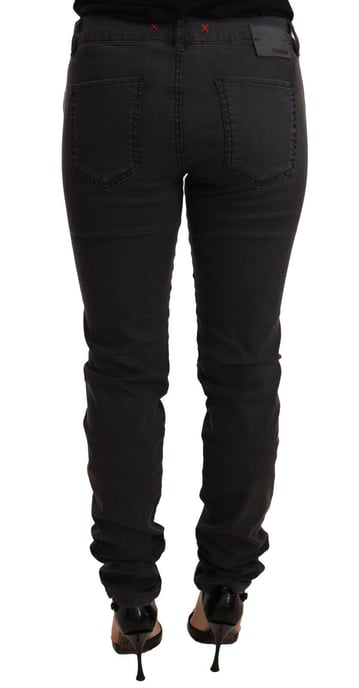Jeans de mujer PINKO de mezclilla negra de algodón elástico ajustados de talle medio - Image 3