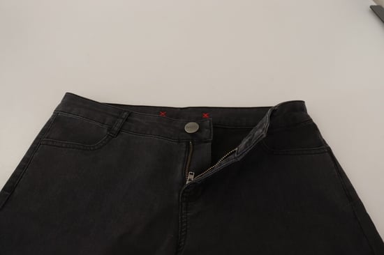 Jeans de mujer PINKO de mezclilla negra de algodón elástico ajustados de talle medio - Image 4