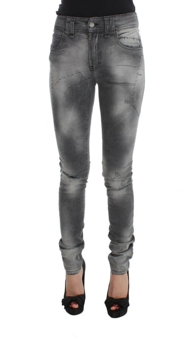 Pantalones de mezclilla de algodón mezclado gris lavado de corte ajustado John Galliano - Image 1