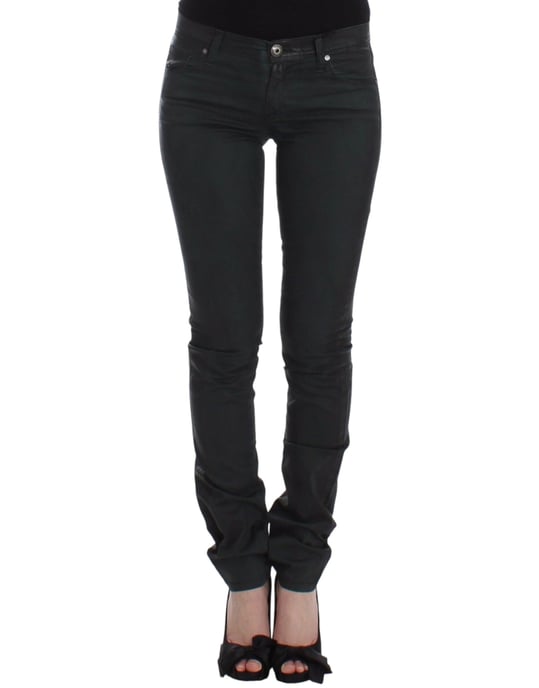 Pantalones de Denim Ajustados Verdes de Ermanno Scervino, Pierna Recta, Elasticados - Image 1