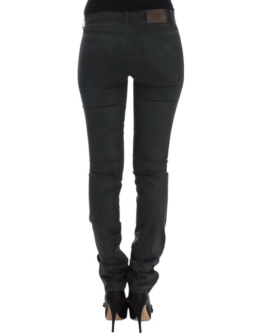 Pantalones de Denim Ajustados Verdes de Ermanno Scervino, Pierna Recta, Elasticados - Image 3