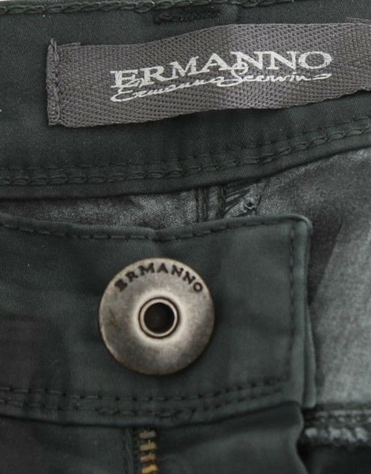 Pantalones de Denim Ajustados Verdes de Ermanno Scervino, Pierna Recta, Elasticados - Image 6