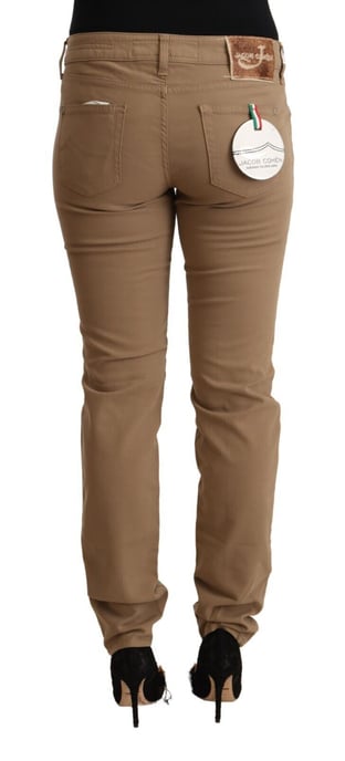 Pantalones Skinny de Algodón Marrón Stretch de Cintura Media Jacob Cohen - Image 3