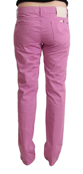 Jeans de mezclilla tapered de algodón rosa de tiro bajo Jacob Cohen - Image 3