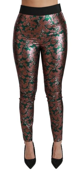 Medias de Pantalón Ajustadas Verde Bronzo con Hoja de Dolce & Gabbana - Image 1