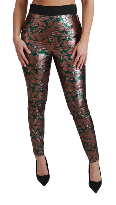 Medias de Pantalón Ajustadas Verde Bronzo con Hoja de Dolce & Gabbana - Image 2