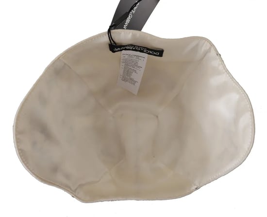 Sombrero de Broche de Camafeo Bordado en Lana Blanca y Negra de Dolce & Gabbana - Image 3