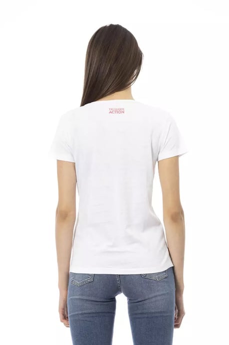 Camiseta de mujer Trussardi Action de algodón blanco - Image 3