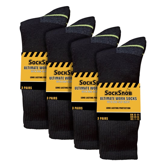 12 Pares de Calcetines de Trabajo para Hombre Antideslizantes | Calcetines de Bota Transpirables y Duraderos con Agarre - Image 2