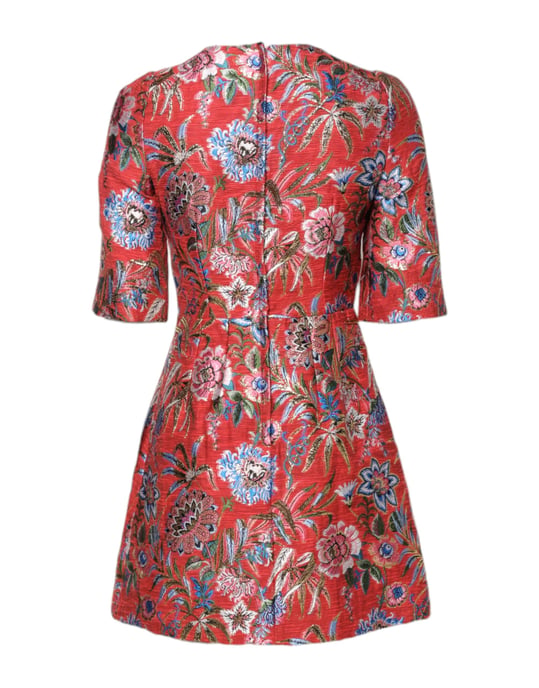 Vestido Mini Aline de Brocado Floral - Image 2