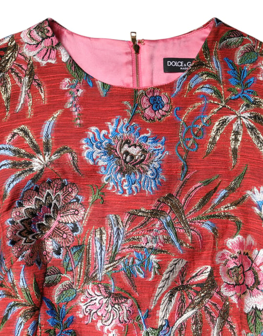 Vestido Mini Aline de Brocado Floral - Image 3