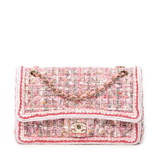 Chanel Tweed Classic Double Flap en Pink Lienzo - Image 1