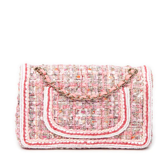 Chanel Tweed Classic Double Flap en Pink Lienzo - Image 5