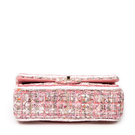 Chanel Tweed Classic Double Flap en Pink Lienzo - Image 6