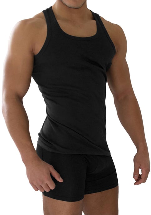 normani 4 piezas chaleco de los hombres de costilla fina negro - Image 2