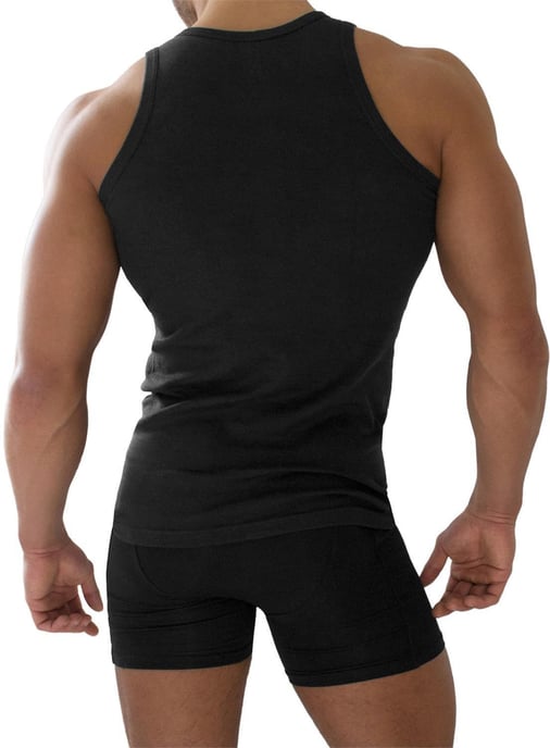 normani 4 piezas chaleco de los hombres de costilla fina negro - Image 3