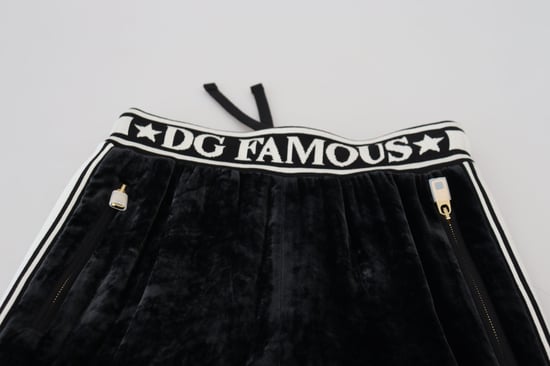 Pantalones de terciopelo negros con logo DG de Dolce & Gabbana - Image 4