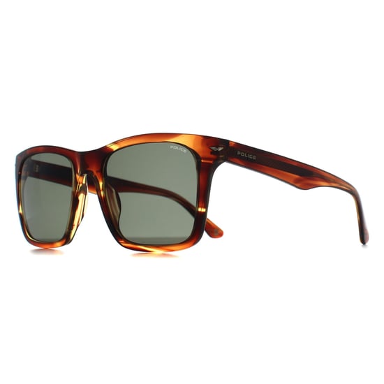 Police SPLN35 Champ 9 09N3 gafas de sol a rayas marrones brillantes verdes - Image 3