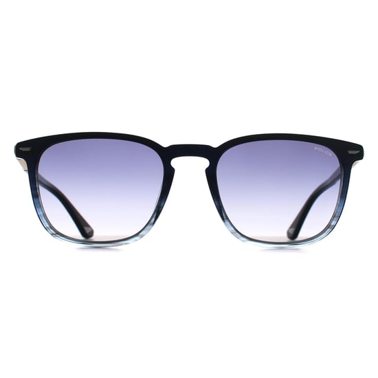 Police SPLQ86 Crossroads 5 0GBL gafas de sol a rayas brillantes azul humo gris degradado - Image 1