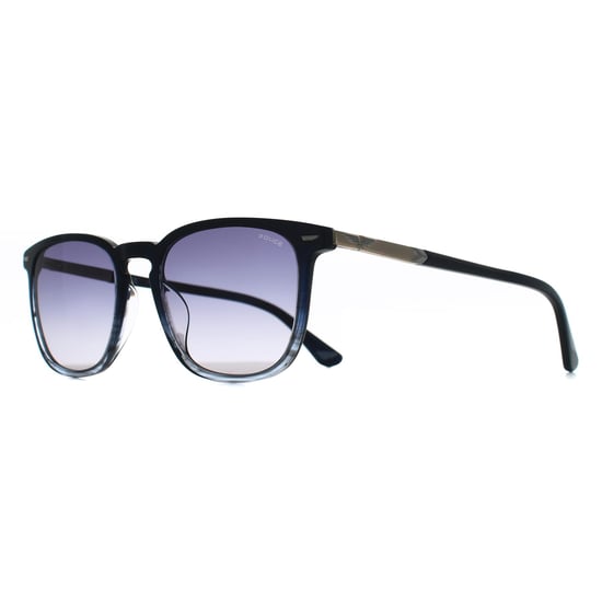 Police SPLQ86 Crossroads 5 0GBL gafas de sol a rayas brillantes azul humo gris degradado - Image 3